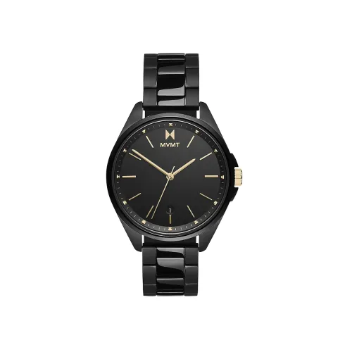 Image of MVMT Coronada Qtz Analog Basic Calendar Black Round Dial Women's Watch, Ionic Plated Black Stainless Steel Material, Bla