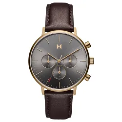 MVMT Legacy Traveler Mens Watch – Grey Dial, Brown Leather Band (28000281-D)