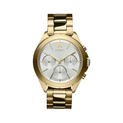 MVMT Stainless Steel Getaway Analog White Dial Gold Strap Womens Watch
