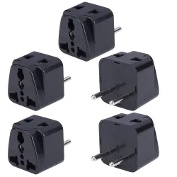 MX Universal Travel Adapter Type C – 5-Pack (Black) | India → Europe, Turkey, Spain, Italy, Indonesia, Korea – Dual USB Charging, Home & Business Use