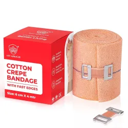 MY ARMOR Cotton Crepe Bandage for Ankle, Legs, Knee, 6cm X 4mt, Pain Relief Garam Patti for Hand, Wrist, Knee, Thigh etc. for Injury & Muscle Compression, Pack of 1