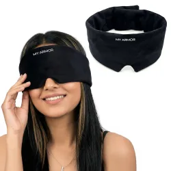 MY ARMOR Premium Eye Mask for Sleeping | Super Soft & Lightweight Sleep Mask with Adjustable Strap | Comfortable for Men & Women | Ideal for Travel, Nap & Meditation (Black)