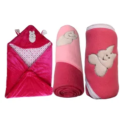 My NewBorn Premium Baby Blanket Cum Wrap | Pack of 3