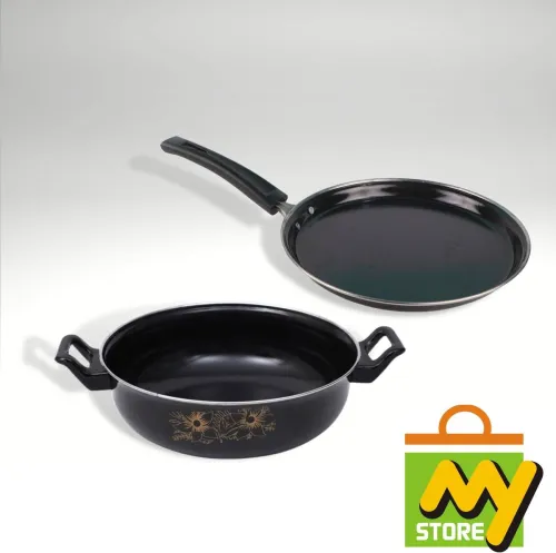 Image of MY STORE Ultra Kitchen Cookware Sets - Tawa & Kadhai [Combo Pack] | Induction Bottom Non-Stick Coated Cookware Set  (Cas