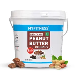 MYFITNESS Peanut Butter Chocolate Spread Crunchy 2.5kg | 23g Protein & 9g Fiber | Tasty & Healthy Nut Butter Spread for 
