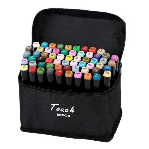 Image of MYHEART Dual Tip Art Markers 60 Colours with Carrying Case for Painting 