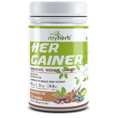 Image of MYHERB Women’s Weight Gainer, Her Gainer With 16 Herbs & Aguaje Fruit, 3 High Qaulity Protien, For Weight & Mass Gainer 