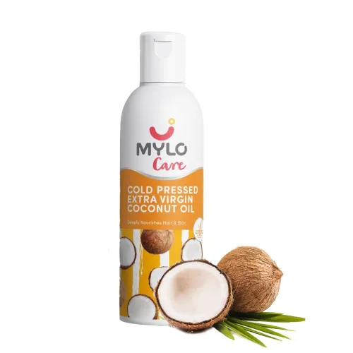 Image of Mylo Cold Pressed Extra Virgin Coconut Oil 200ml Pack of 1 for Adults and Babies, 100% Pure Coconut Oil for Strong Hair 