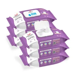 Mylo Gentle Baby Wipes with Lid (72 Wipes x 6 Pack - 432 Water Wipes) | Natural Wet Wipes with Organic Coconut Oil & Nee