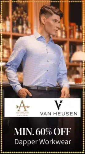 Image of Myntra Big Fashion Festival: Minimum 60% off on VAN HUESEN Men's Fashion 