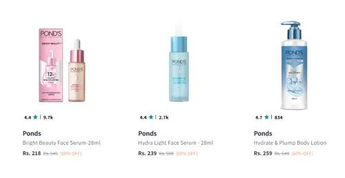 Image of Myntra Cosmetic Sale: Minimum 60% Discount on Ponds beauty Products
