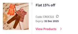 Myntra Coupon: Flat 15% off on Crocs Footwear