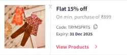 Myntra Coupon : Flat 15% Off on Mens Clothing