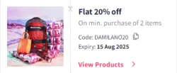 Myntra Coupon : Flat 20% Off on Da Milano Handbags