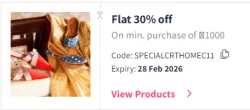 Myntra Coupon : Flat 30% Off on Household Items