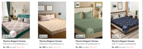 Image of Myntra Elegant Homes Badsheets up to 90% Discount
