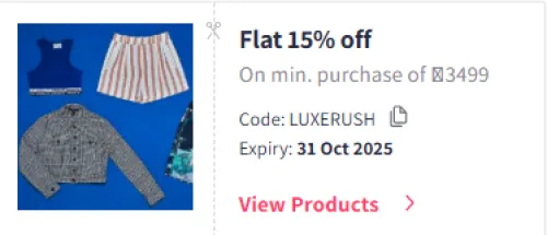 Image of Myntra Coupon : Flat 15% Off on Fashion, Handbags & Beauty Products