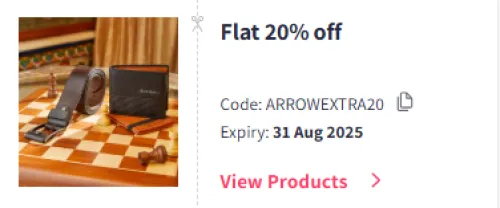 Image of Myntra Coupon : Flat 20% Off on Arrow Men's Fashion