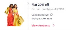 Myntra Coupon : Flat 20% Off on Snitch Mens Clothing