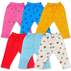 MYO Baby Boys & Baby Girls Cotton Regular Fit Pyjama Pants Pack of 6 for 6 Months - 9 Months Baby Firozi - Mustrad- Re