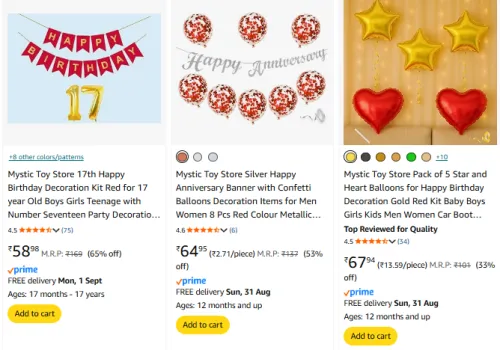 Image of Mystic Toy Birthday Decoration Starting at ₹58