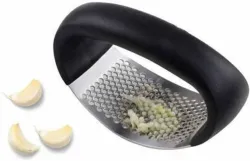 mythic Manual Garlic Press & Slicer – Stainless Steel (Black, Silver)