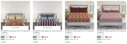 Image of Mytrident Bedsheets at Minimum 70% Discount