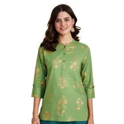 Amazon Brand - Myx Womens Printed Regular Cotton Short Kurti (Available in Plus Sizes)
