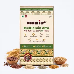 Naario Multigrain Atta | 40% More Fibre Per Roti vs Wheat | Low GI | Diabetic Friendly | 30%+ Millets | Methi Dana for Blood Sugar | 7 Grains Roasted Atta | No Maida | 1kg