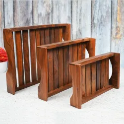 Naayaab Sheesham Wooden Serving Tray – Pack of 3