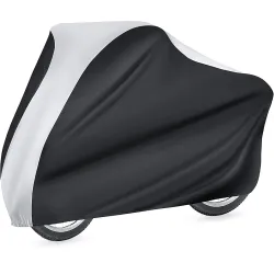 NABAAT Universal Waterproof Dust Cycle / Bicycle Cover for Outdoor Rain/ Sun/ Snow/ Corrosion Protection (Black & Silver), Nylon