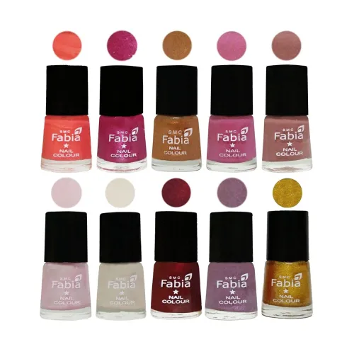Image of Nail Paint | Glossy & Shine Nail Polish Combo| 6 ml Each) - Set of 10 Multicolor,05611