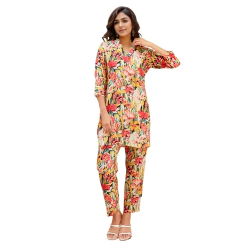Image of NAINVISH Women's Floral Rayon Blend Co-ord Set