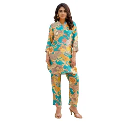 NAINVISH Womens Floral Rayon Blend Co-ord Set