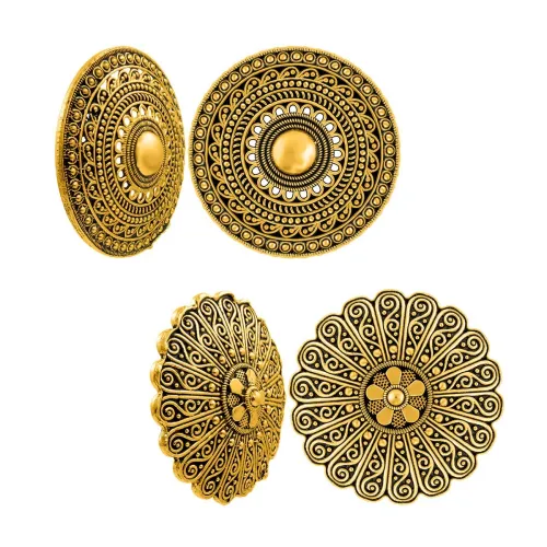 Image of Nakabh Combo of 2 Oxidised Gold Plated Tops Earrings for Women