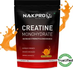Nakpro MICRONIZED CREATINE MONOHYDRATE | Highest Grade | Pure Creatine | Creatine (250 g, Tangy Orange)