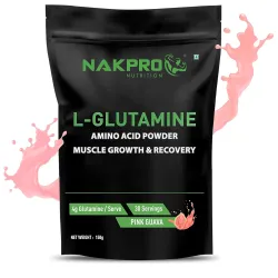 Nakpro L-Glutamine Powder | 4g Glutamine Per Serving, 30 Servings | Post Workout Amino Acid Supplement for Muscle Growth and Recovery (Pink Guava, 150g)