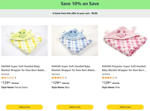 Image of NAMAN Hooded Baby Blanket (0–6 Months) @ Start ₹116 
