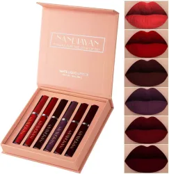 Nandiayan by Colorsky 6Pcs Long Lasting Matte Liquid Lipstick Combo-brown&Wine Shades SetD (Dark brown & Wine shades, 2.