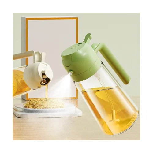 Image of NANZU Glass 2 in 1 Oil Sprayer and Dispenser Bottle - 500ML for Kitchen, Cooking, BBQ, Air Fryer, Salad, Frying, Baking,