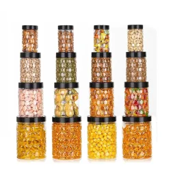 NARIYA Plastic Pet Storage Jar and Container, Set of 16 BPA Free Food Grade Canisters Air Tight Jars for kitchen | Plast