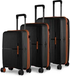 NASHER MILES HardSide Polypropylene Luggage of 3 Black TrolleyBag(55,65&75cm)