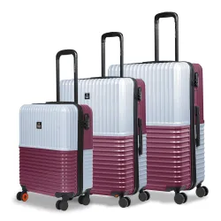 Nasher Miles Istanbul Hard-Sided ABS and PC 8 Wheels Double Spinner Luggage Set of 3 Silver Rose Gold Small