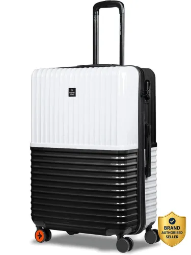 Image of NASHER MILES Istanbul Hard-sided ABS and PC Check-In Luggage Black and White