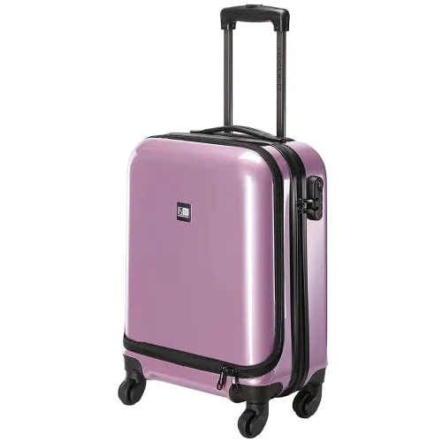 Image of Nasher Miles New York Plus Hard Sided Polycarbonate Small Cabin Luggage with Laptop Compartment Pink 48 cm Trolley Bag