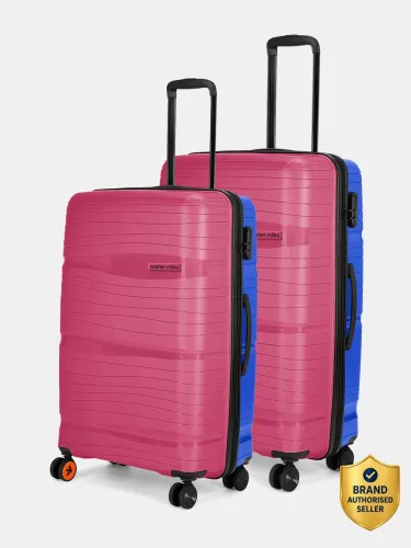 Image of NASHER MILES Nicobar Hard-sided Luggage Set of 2 Pink and Sky Blue Trolley Bags
