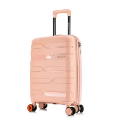 Nasher Miles Paris Hard-Sided Polypropylene Cabin Luggage 20 inch | 55cm | 8 Wheels Small Trolley Bag for Travel | Suitcase (Peach)