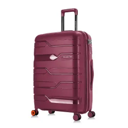Nasher Miles Polypropylene 360 Degree Paris Hard-Sided Check-in Luggage 28 inch | 75cm | 8 Wheels Large Trolley Bag for Travel | Suitcase (Maroon)
