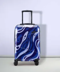 NASHER MILES Small Cabin Suitcase (55 cm) 8 Wheels - Manali Polycarbonate Cabin Printed Trolley Bag - Blue