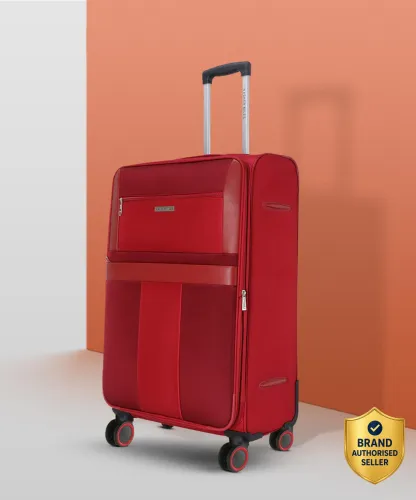 Image of NASHER MILES Toledo Expander Soft-Sided Polyester Check-In Luggage Red 24 inch